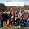 Hooray, we’ve made it to Instagram! "We made it to Instagram!" text overlays a photo of the Land For Good team gathered in the early spring